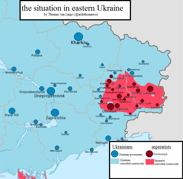 Mappa della situazione nell'est dell'Ucraina