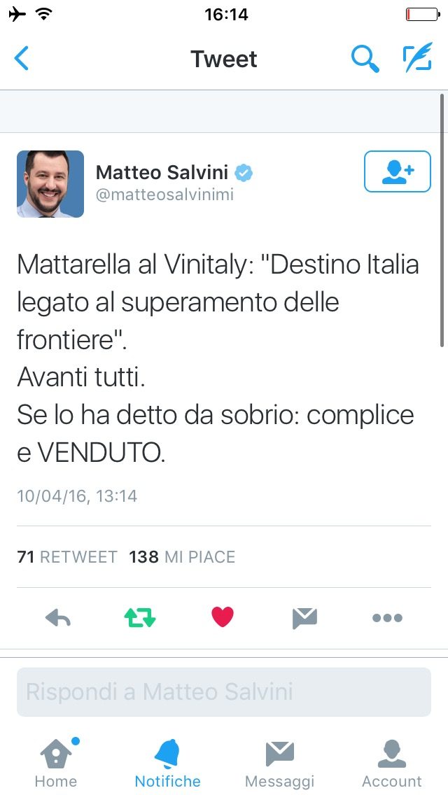 Salvini vilipende Mattarella o è Mattarella a commettere alto tradimento?