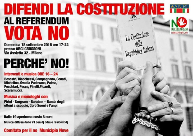 Domenica 18 settembre Giuseppe PALMA a Milano per parlare di RIFORMA COSTITUZIONALE (Comitato per il NO)