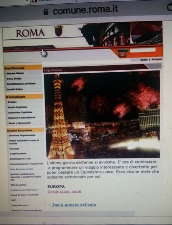 IL SITO DEL COMUNE DI ROMA FA PUBBLICITÀ A… PARIGI!!!