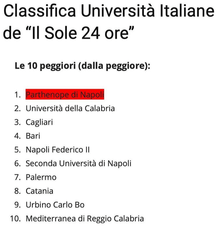 le peggiori università italiane secondo il Sole 24 ore