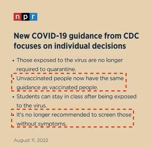 Clamoroso! Il CDC: per il covid nessuna quarantena. Vaccinati trattati come i non vaccinati. Noi abbiamo Burioni