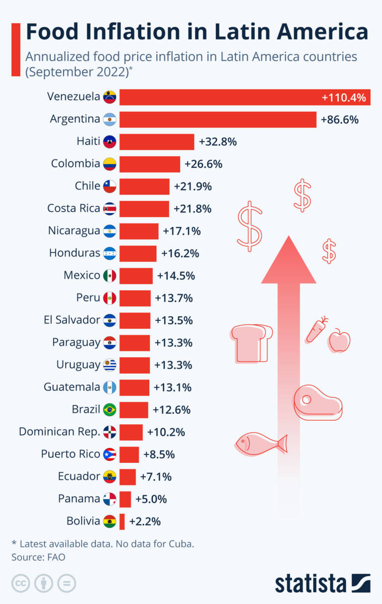 L'indice dell'instabilità dell'America Latina l'inflazione alimentare