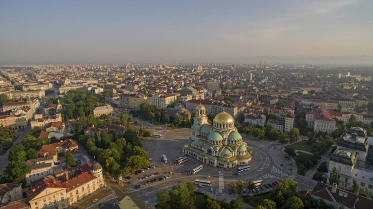 Aerial view of the center of Sofia