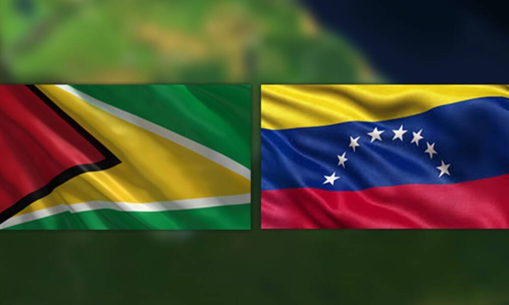 Bandiere della Guyana e del Venezuela