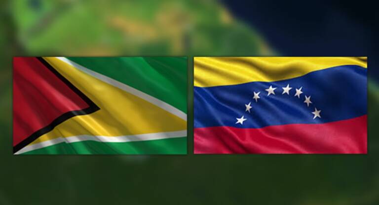 Flags of Guyana and Venezuela