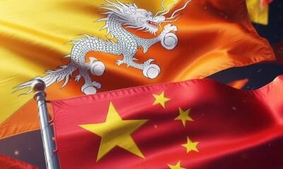 Bandiere di Buthan e Cina