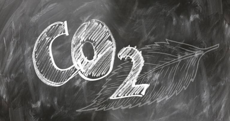 CO2, chemical symbol for carbon dioxide