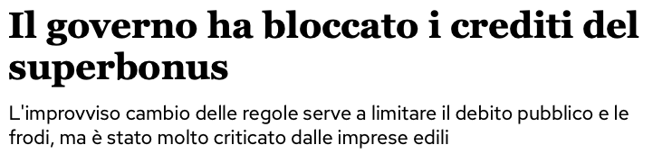 Draghi blocca i crediti di imposta in Italia e li promuove in Europa