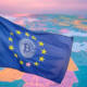 Bandiera Europea con simbolo del Bitcoin