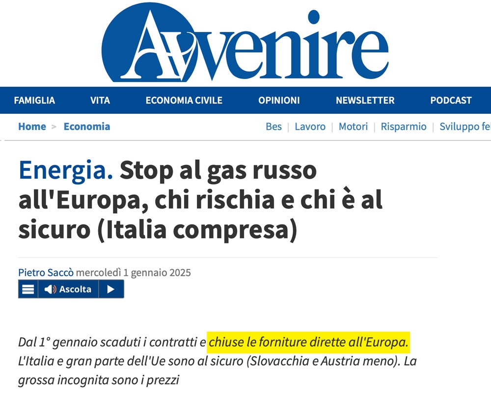 Fine contratti per il gas tra Russia e Ucraina