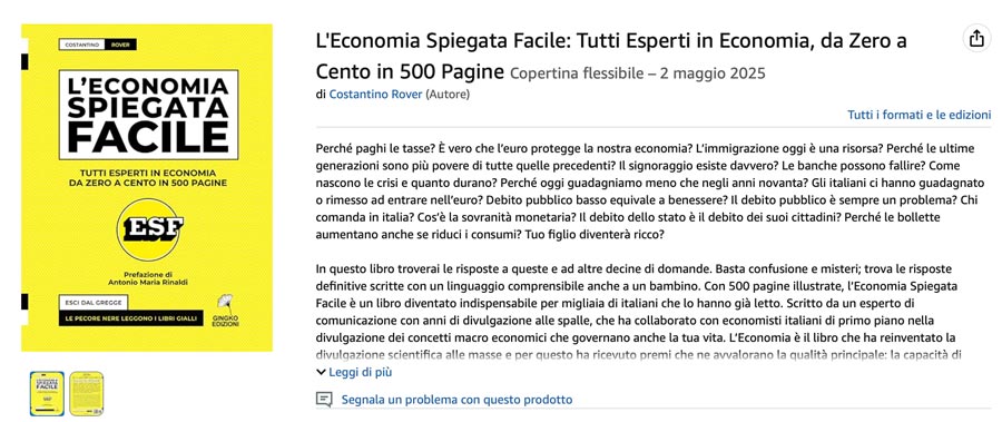 Libro di economia spiegata facile su Amazon