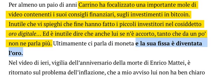 Bitcoin e investimenti in oro
