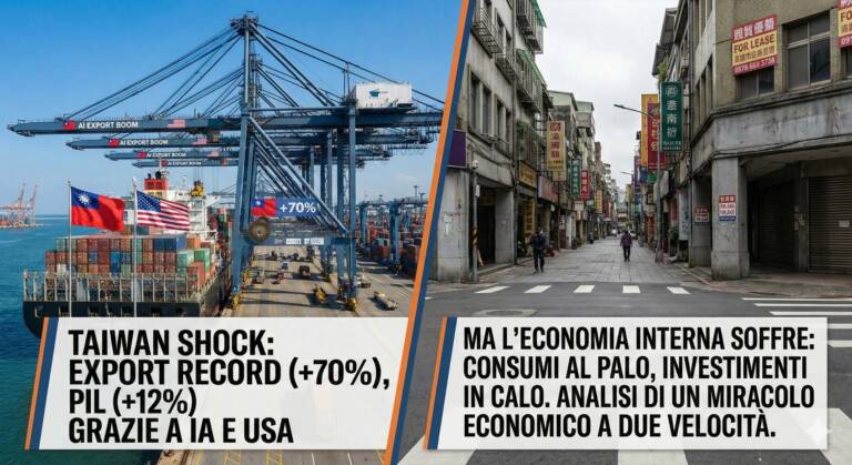Taiwan: l’Export esplode (+69,9%) e il PIL vola a doppia cifra (+12%), ma i consumi interni restano al palo. Il paradosso della Tigre Asiatica