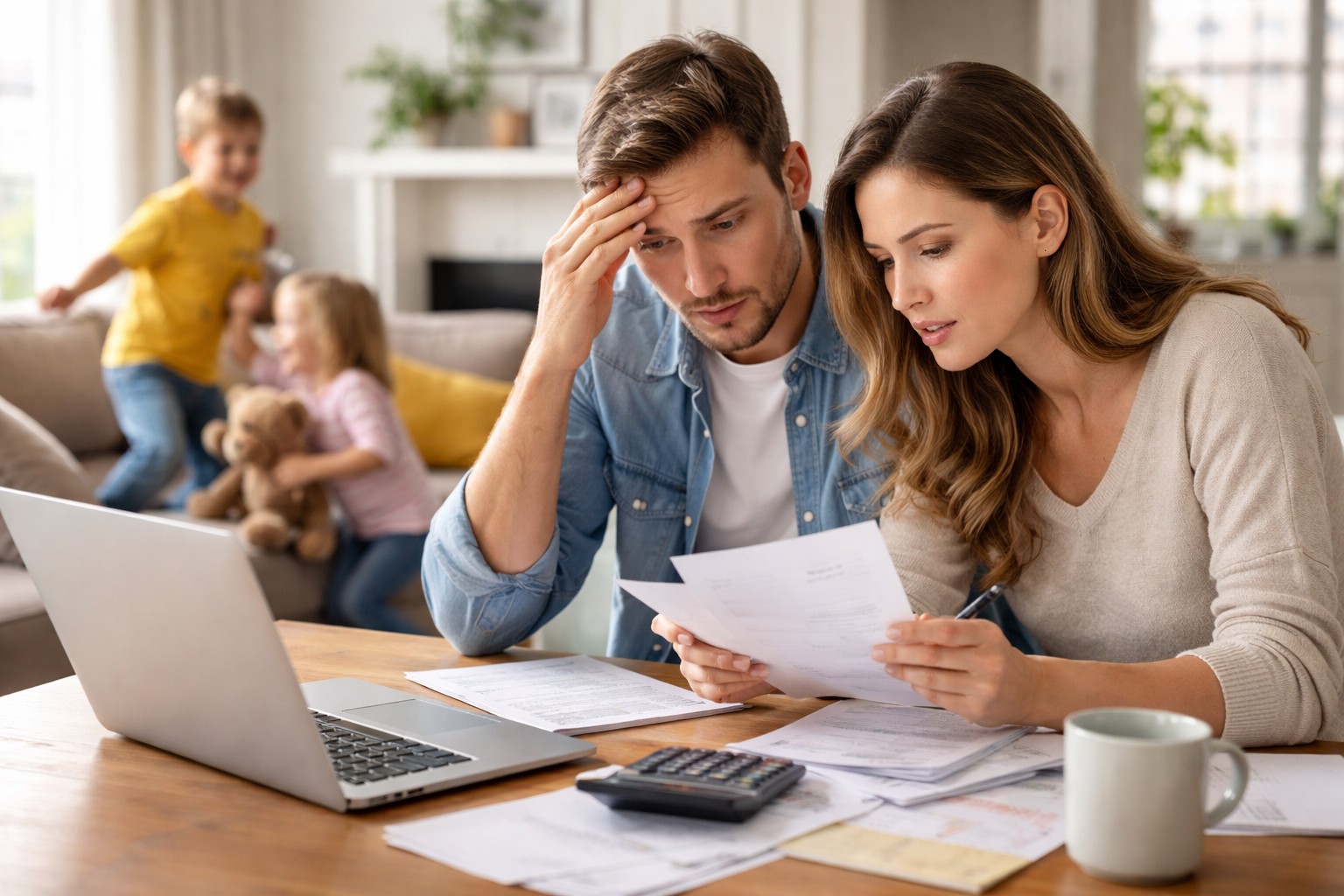 Coppia che fa i conti di casa
