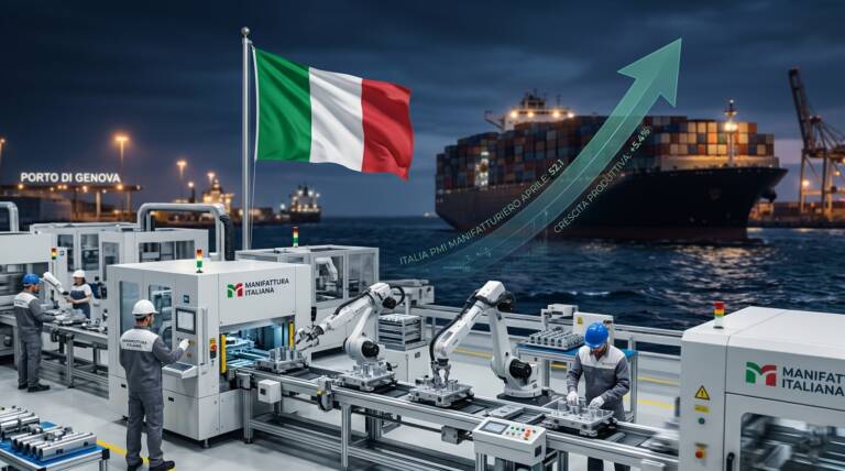 PMI Manifatturiero Italia ad aprile: produzione da record, ma la logistica soffre il Medio Oriente