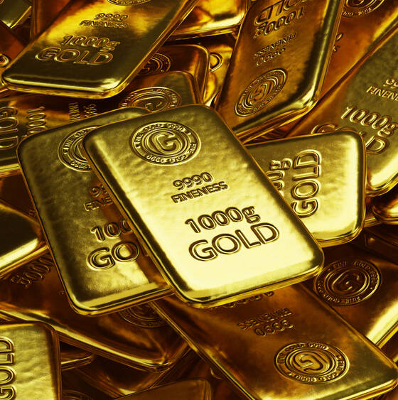stack of shiny gold bars, precious metal as an investment concept, 3d illustration