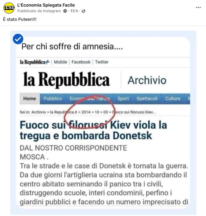 Mario Krave insulta sui social chi dimostra un fatto reale, e lo scambia per un falso - guerra in Ucraina articolo di Repubblica